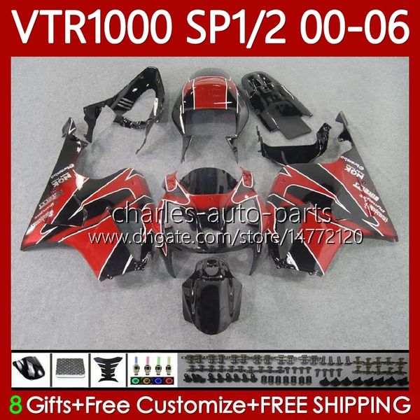 Kit Bodys per Honda VTR1000 RTV1000 RC51 2000-2006 BODYWORK 123NO.13 SP1 SP2 VTR 1000 00 01 02 03 04 05 06 VTR-1000 2000 2001 2002 2003 2004 2005 2005 2006 carenatura rossa blk rosso blk