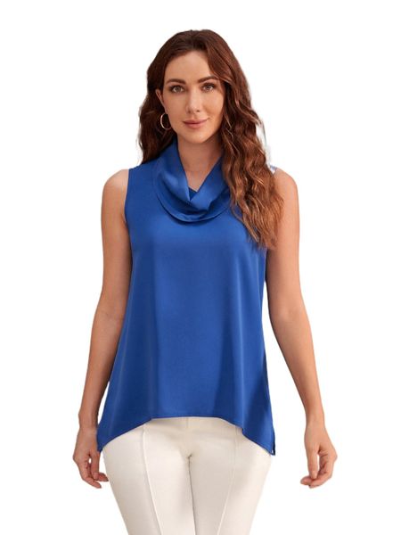 

emery rose draped asymmetrical hem sleeveless blouse b5zy#, White