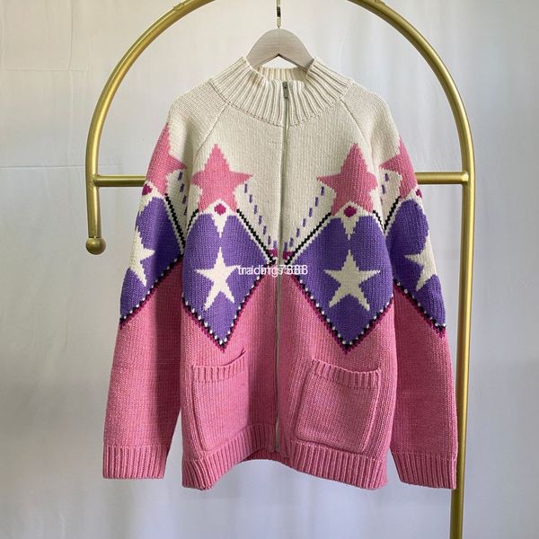 

women's knits & tees woolen sweater with embroidered half star jacquard, White