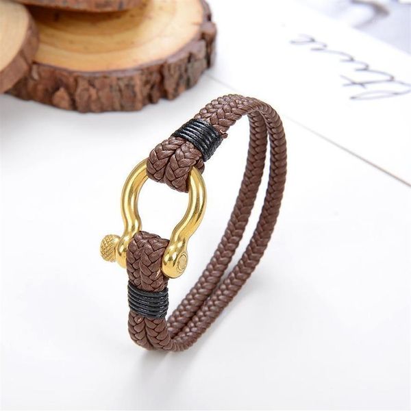 

women's jewelry men's bracelet leather rope chain bracelet stainless steel sailing survival thick rope chain summer sty1244a, Black