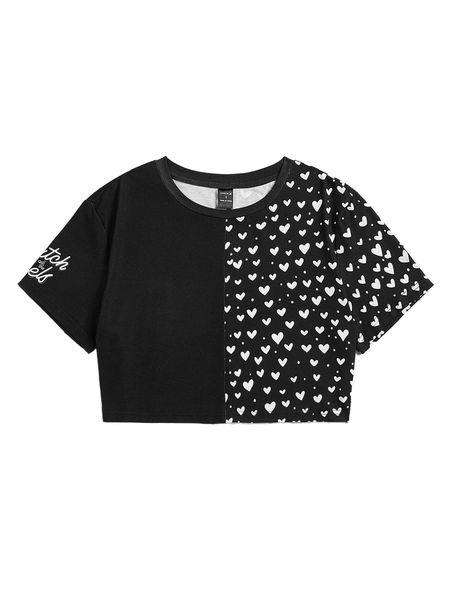 

x meloeve heart & slogan graphic tee 72is#, White
