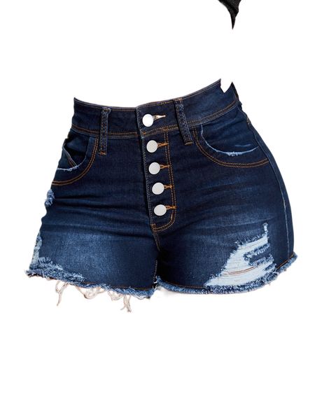 

sxy ripped raw trim denim shorts n5y0#, White;black