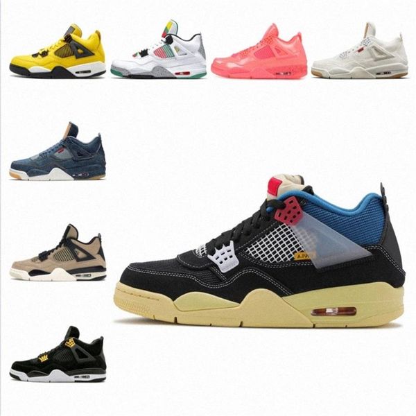 

sail jumpman 4 air jorden 4s men women basketball shoes university blue bred cactus jack white cement guava mens jorda304q, Black