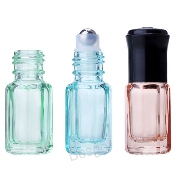 

3ml colorful glass roll on bottle transparent roller perfume empty container essential oil aromatherapy clear sample bottles bh4297 tqq
