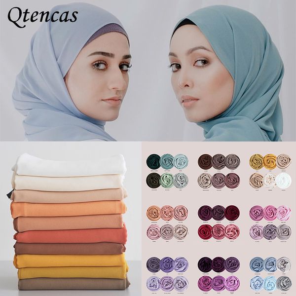 

5pcs/lot bubble chiffon hijab scarf women head wraps plain muslim scarves hijabs shawls turban headband headscarf foulard femme, Red