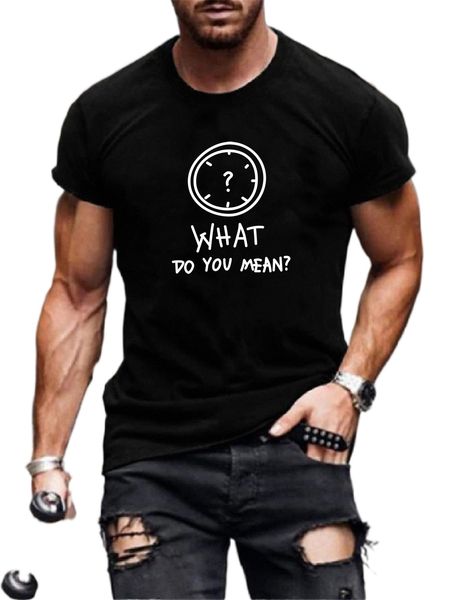 

men slogan & clock print tee k2aw#, White;black