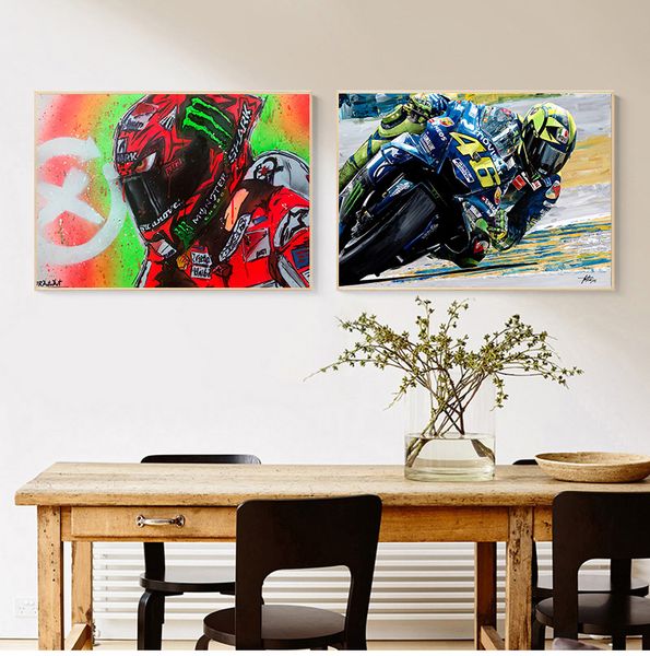 Abstrato petróleo impressão de pôster canvas de motocicleta pintando cuadros wall arte de arte para a sala de estar decoração de casa