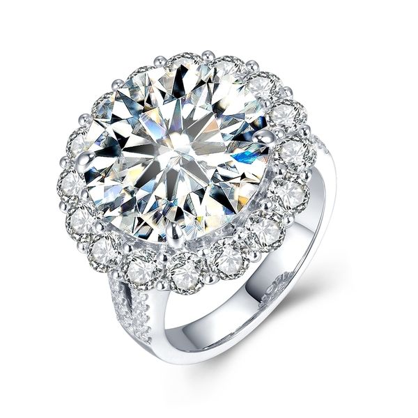 

luxury 5ct solitaire side stones moissanites ring 4 prong setting 14k white gold lab grown diamond ring for women lady's s923 cx220422, Slivery;golden