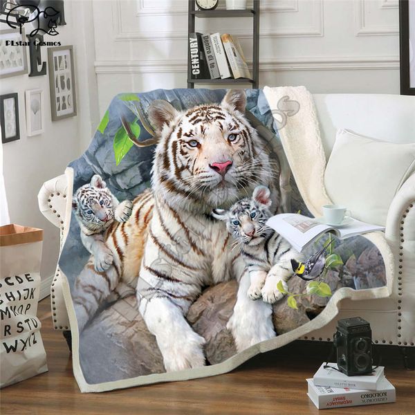 

tiger 3d printing plush fleece blanket fashion quilts home office washable duvet casual kids girls sherpa blanket animal03 220505