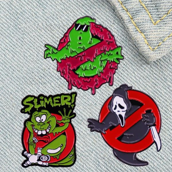 

ghostbusters enamel pin horror movie metal badge backpack pin halloween ghost punk brooch fun pin gifts for friends, Blue