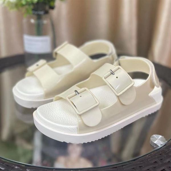 

designer women sandals rubber slippers mimi double g flip flops jelly platform slides adjustable buckle cattoon slipper summer bea332j, Black