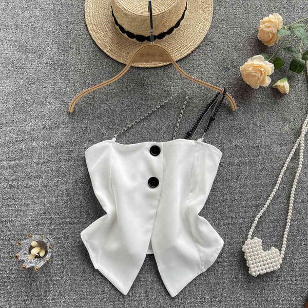 

women's tanks camis strapless suspenders vests women's girls wear out 2022 summer slim fit short style temperament versatile fashi, White