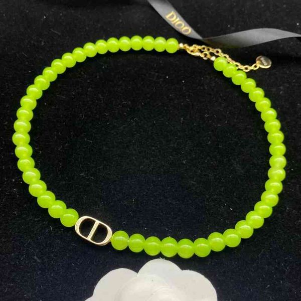 

outlet 2022 new letter personalized green bead necklace feminine trend, Black
