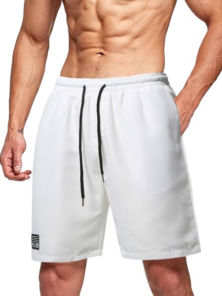 

men letter patched drawstring waist shorts a2ez#, White;black