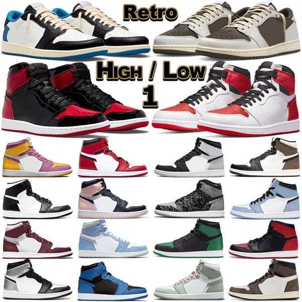 

2022 1 high og low basketball shoes men women 1s reverse mocha patent bred yellow toe university blue bleached coral heritage chicago mens t