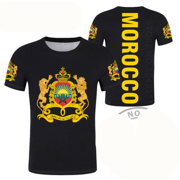 

morocco t shirt diy custom made name number mar t-shirt nation flag ma kingdom arabic arab country text print po clothes 220607, Black