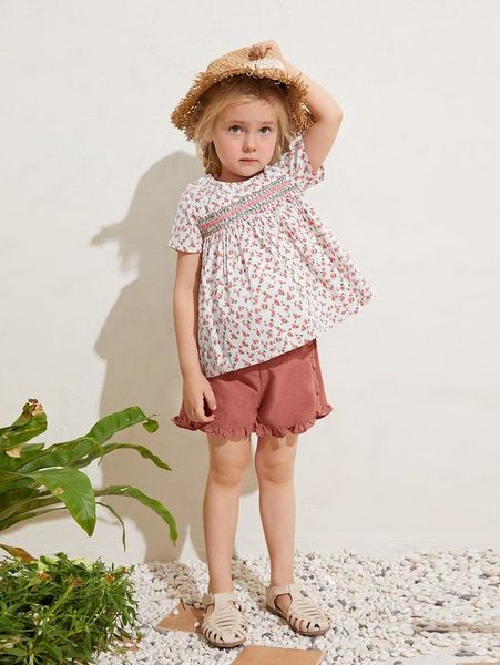 

sheen little girl's pleated small floral she, White;black