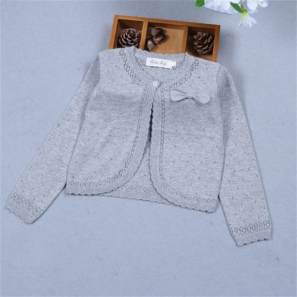 Giacca da bambina in cotone a maniche lunghe con maniche lunghe in maglione cardigan per bambini grigio per 1 2 4 6 8 10 11 anni Abbigliamento per bambini 175024 LJ201128