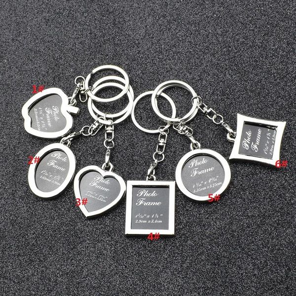 

p frame round heart apple oval rhombus shape metal alloy keychain key chain keyring car keychains couples keyring, Slivery;golden
