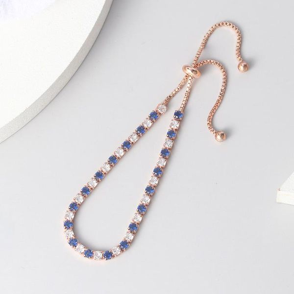 

link, chain tennis bracelets for women simple blue round zircon rose gold color girl's bracelet jewerlly fashion korean gifts h055, Black