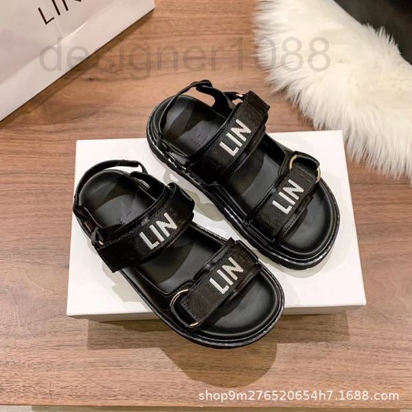 

sandals designer c family magic patch sandals spring and summer 2022 new thick soled roman sandals letter jacquard buckle women's shoes, Black