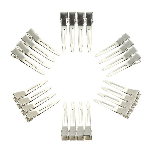 

45mm silver single prong metal alligator hair clips 50/100pcs, Slivery;white