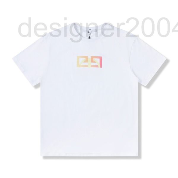 

men's casual shirts designer verified version correct tide brand gradient color letter printed t-shirt short sleeve lovers men and wome, White;black
