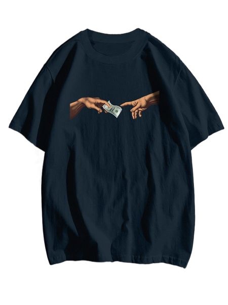

men dollar & gesture print tee 59gg#, White;black