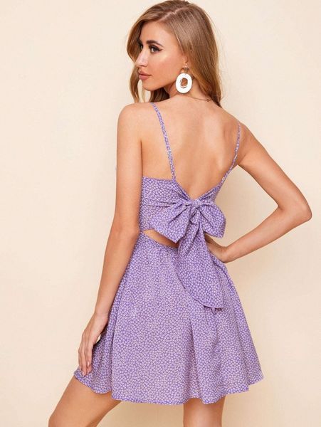 

tie back ditsy floral slip dress t2vc#, Black;gray