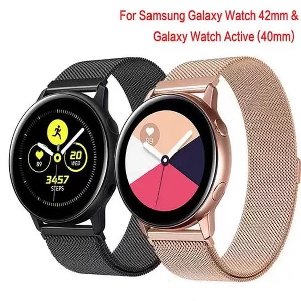 

watch bands 20mm milanese loop bracelet strap for samsung galaxy active 40mm/galaxy watch 42mm magnetic stainless steel band, Black;brown