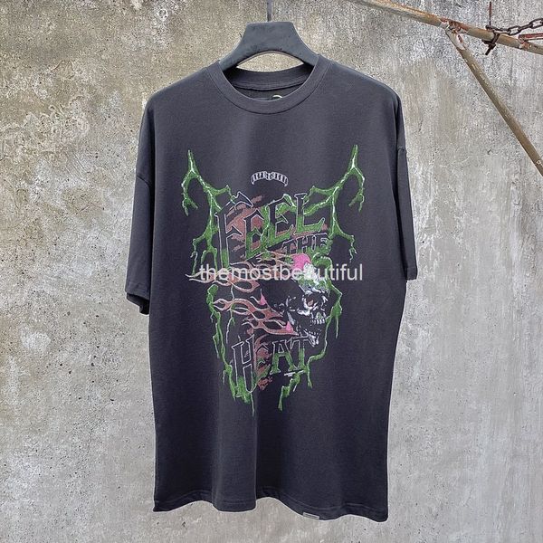 

men's t-shirts trendy brand representative vintage tee heat limited lightning skull print short sleeve t-shirt tee, White;black