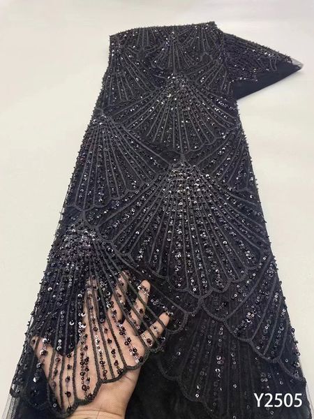 

2022 latest french sequin beads tulle embroidered lace fabric private custom wedding evening dress lace fabrics, Black;white