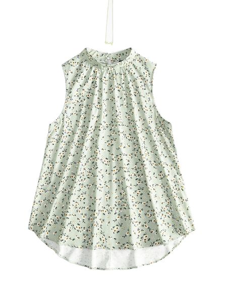 

plus ditsy floral mock neck blouse 23zu#, Black