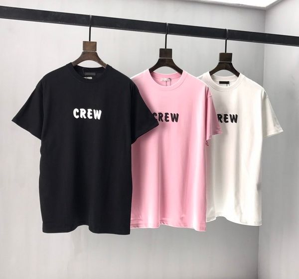 

2020 summer europe france paris crew loose tshirt fashion mens short sleeve t shirts women clothes casual cotton tee, White;black