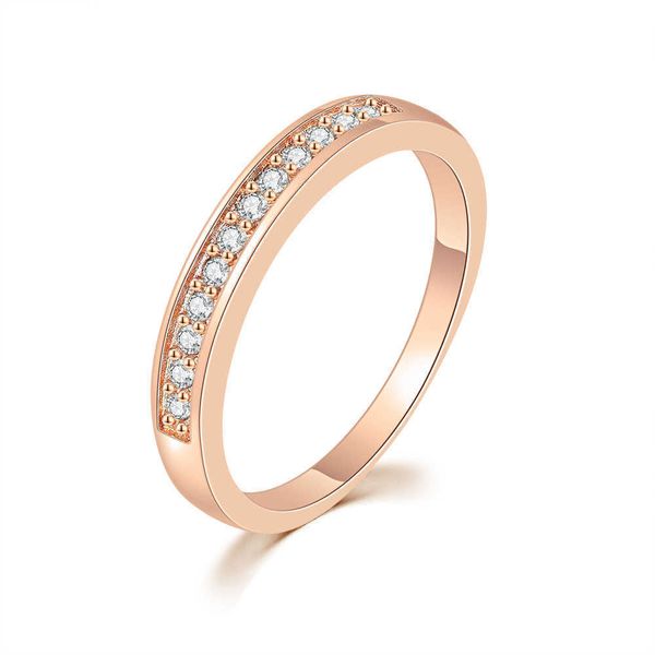 

women's classic double rose gold ring, exquisite cubic zirconia dfr062m girls' fashion wedding ring, Golden;silver