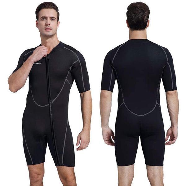 Mens 3mm Neoprene Shorty Wetsuit Manga Curta Frente Zip Mergulho Terno Snorkeling Surf Natação Swimwear Maiô 220509