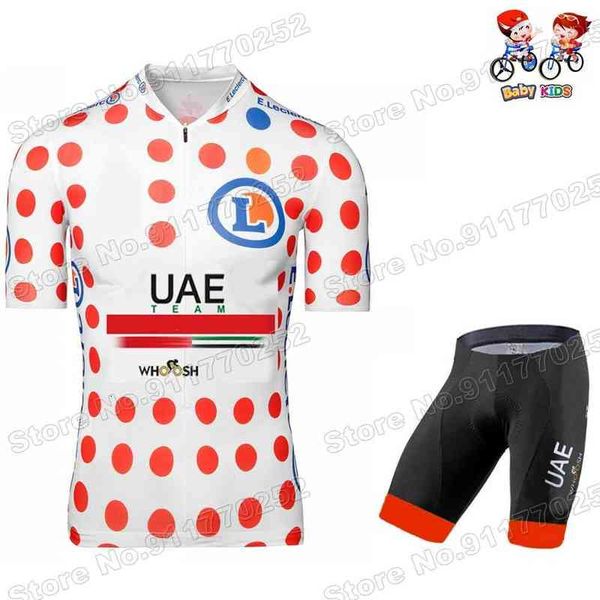 

new uae team france tdf kids cycling jersey sets yellow green polka dot boys girls cycling clothing bike shirts suit mtb maillot, Black;red
