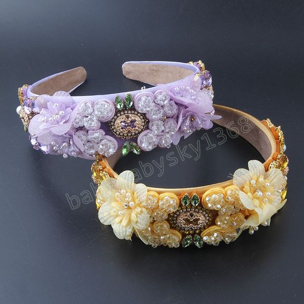 

headband hair jewelry colorful rhinestone diamante hairband for women luxury faux pearls hair bead party female accessories, Slivery;white