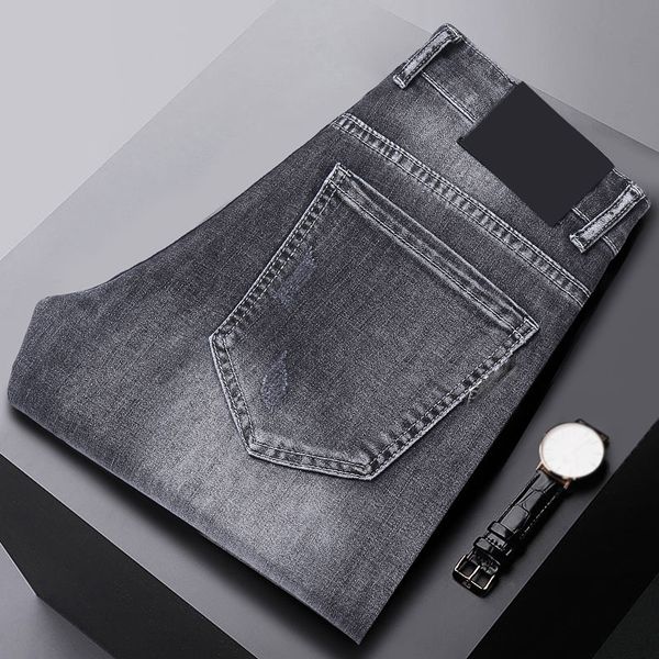 

mens jeans jean hip hop pants street trend zipper chain decoration ripped stretch black fashion slim fit washed denim panelled trousers size, Blue