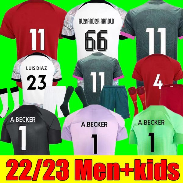 

2022 2023 soccer jerseys 22 23 football shirt alexander arnold liverpool a.becker phillips keita child camisa de futebol men women kids kit, Black;yellow