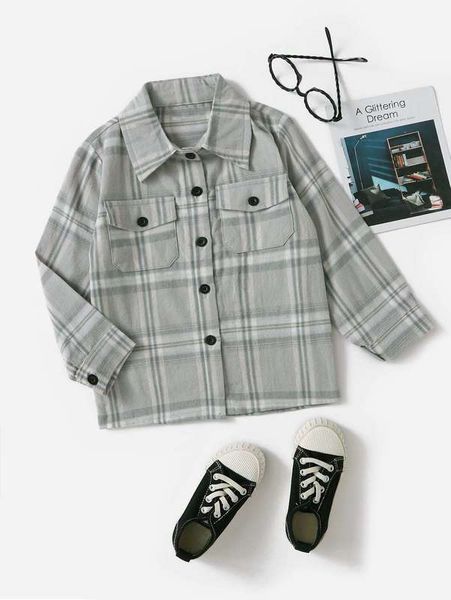 

toddler boys plaid flap pocket coat she, Blue;gray