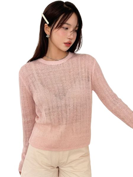 

dazy solid pointelle knit sweater without bra 25px#, White;black