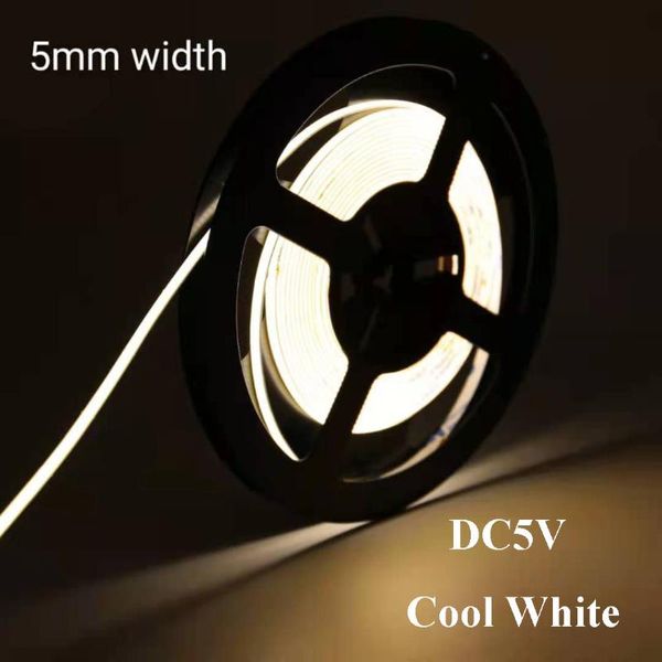 Strisce ZYEL COB Striscia LED DC5V Super stretta 5MM Larghezza L564MM Corda lineare leggera Nessun punto 352LED/metro 9W LED bianco freddo