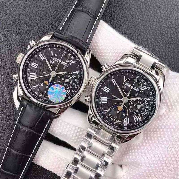 

overseas swiss quality seri lunar needle henggu longin sea mechanical watch waterproof multifunctional men's hand, Slivery;brown