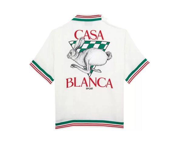 Camicia Casablanca stampata in seta sfumata Camicia casual a maniche lunghe con paesaggio da surf da spiaggia