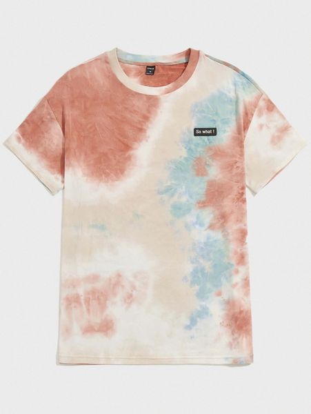 

men drop shoulder tie dye patch detail tee u9yp#, White;black