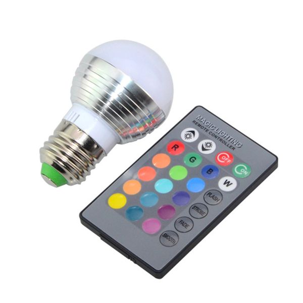 1 Pz 3 W 5 W 7 W 10 W RGB Decorazione Lampadina LED E27 GU10 AC 110 V 220 V Lampada LED con 24 tasti Remoter Dimmer Illuminazione notturna colorata libera la nave D2.5