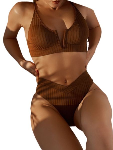 

solid v wired bikini swimsuit b7nm#, White;black