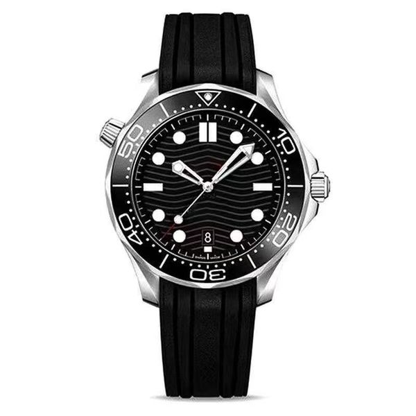 

omege-seamaste watches ripple dial luxury watches 42mm automatic mechanical date silicone strap mens ladies watch stainless steel bracelet r, Slivery;brown