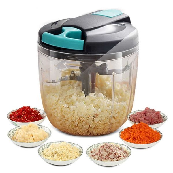 500/900 ml Tritacarne Manuale Portatile Frutta Verdura Trituratore Affettatrice Aglio Chopper Tritacarne Mixer Frullatore Elettrodomestici Da Cucina 210706